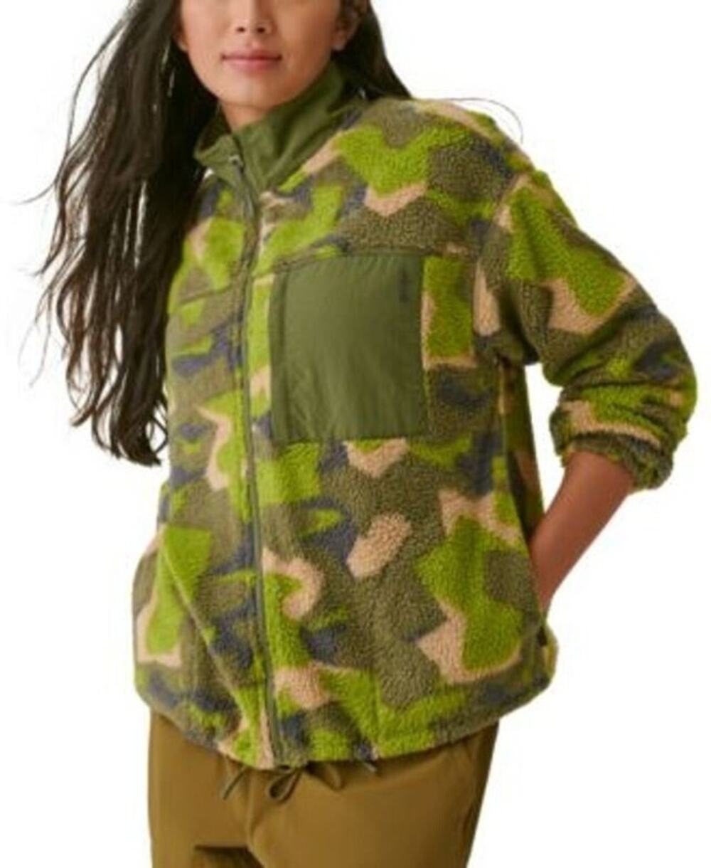Bass Outdoors Womens Coastal Sherpa Jacket XS Green Arctic Camo Zip Up NWT
